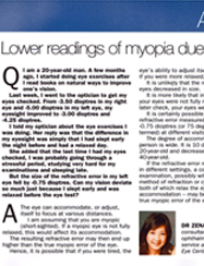 Lower reading of myopia